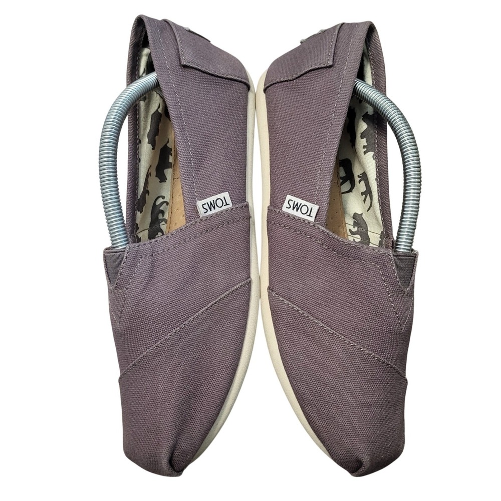 TOMS Womens Classic Alpargata Gray Canvas Slip On Flats Shoes Animal Print 8β